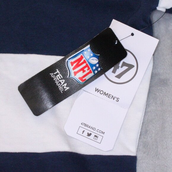 New England Patriots White Navy Striped Rugby Crop Top Women's Size Small - Picture 6 of 8